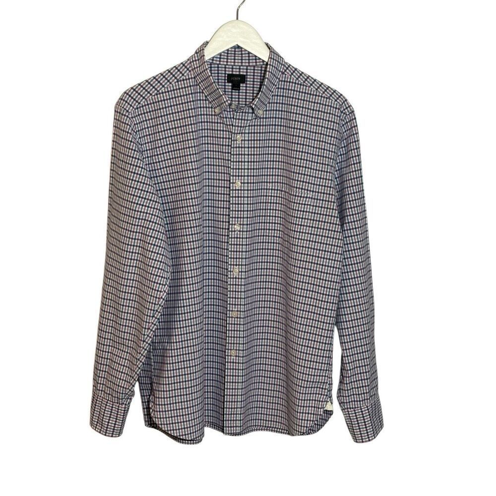 J. Crew 100% cotton blue and light purple plaid button down shirt - L